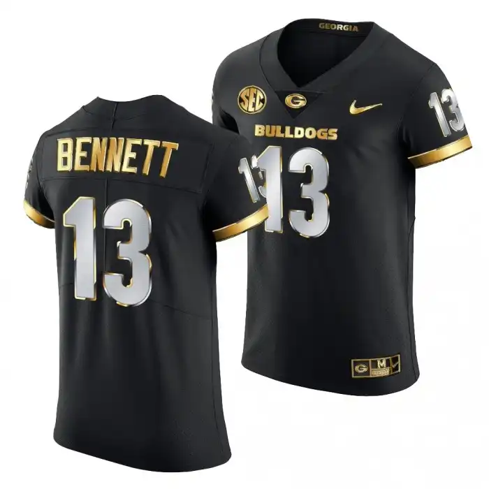 Stetson Bennett Georgia Bulldogs Men's #13 Black Golden Edition 2020-21 College Authentic Football Jersey 2413IAWZ6