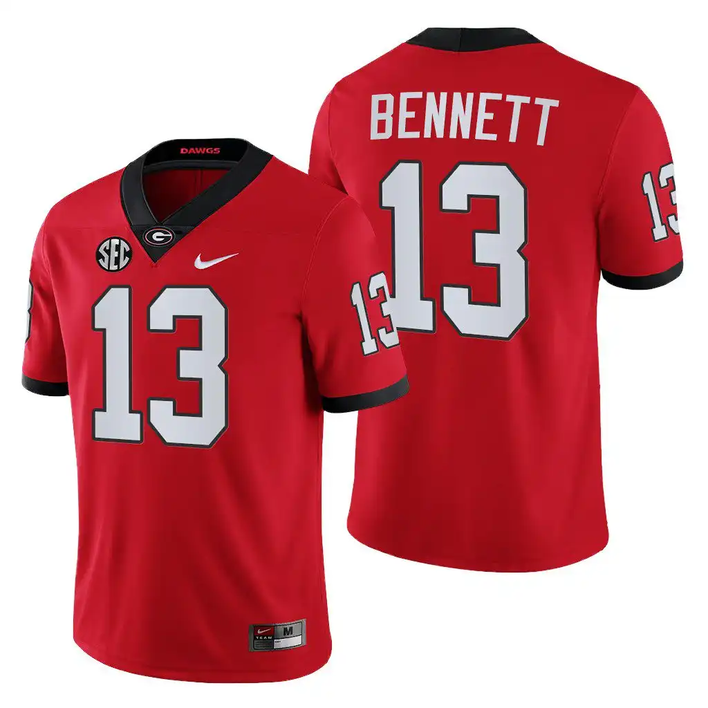 Stetson Bennett Georgia Bulldogs Men's #13 Block Number Font 2022 Chick-fil-A College Red Football Jersey 2413LLXI4