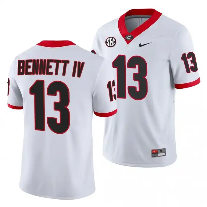 Stetson Bennett Georgia Bulldogs Men's #13 White Game College Away Football Jersey 2413GKTM8