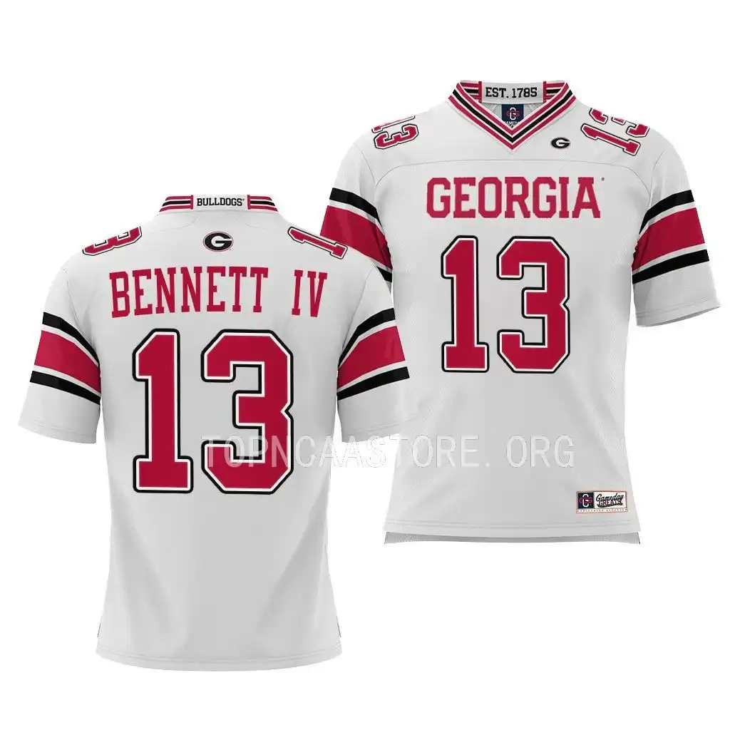 Stetson Bennett Georgia Bulldogs Youth #13 White College Pick-A-Player Football Jersey 2413GBMH6