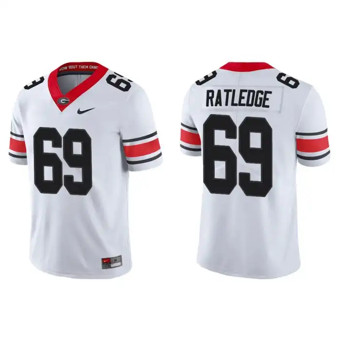 Tate Ratledge Georgia Bulldogs Men's #69 Alternate White College Game Football Jersey 2413FBAK2