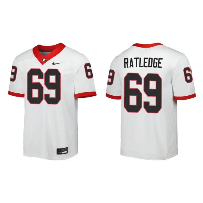 Tate Ratledge Georgia Bulldogs Men's #69 Away White College Game Football Jersey 2413TGEO5