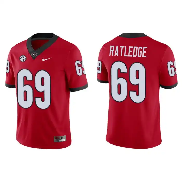 Tate Ratledge Georgia Bulldogs Men's #69 Game College Red Football Jersey 2413ZQQU7