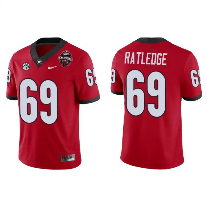 Tate Ratledge Georgia Bulldogs Men's #69 Playoff Game College 2022 National Champions Red Football Jersey 2413ZOAG8