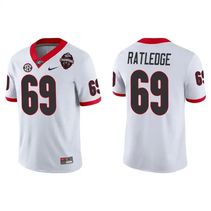 Tate Ratledge Georgia Bulldogs Men's #69 Playoff Game College 2022 National Champions White Football Jersey 2413UBOT2