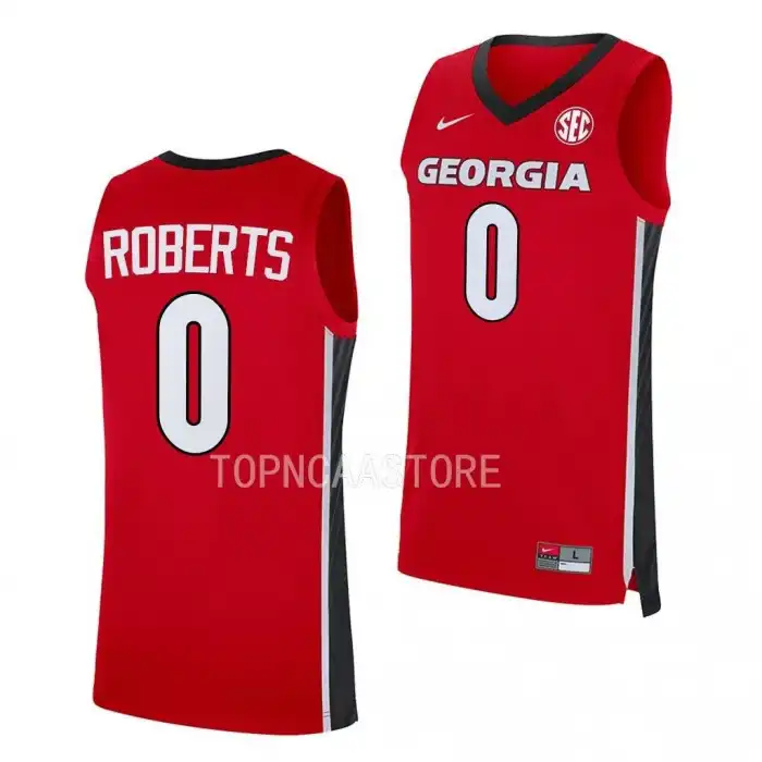 Terry Roberts Georgia Bulldogs Men's #0 Red 2022-23 College Replica Away Basketball Jersey 2413BHYL0