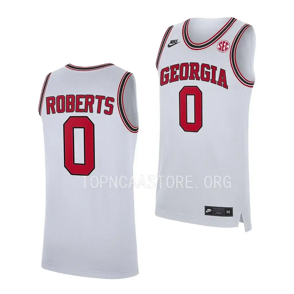 Terry Roberts Georgia Bulldogs Men's #0 White 2022-23 College Home Replica Basketball Jersey 2413EPEH7