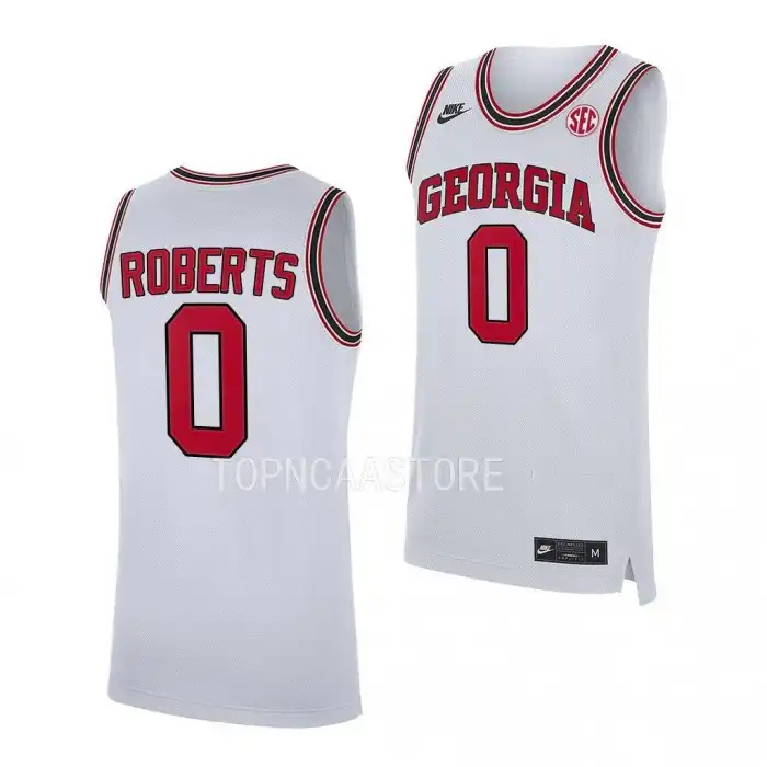 Terry Roberts Georgia Bulldogs Men's #0 White 2022-23 College Home Replica Basketball Jersey 2413QZLJ1