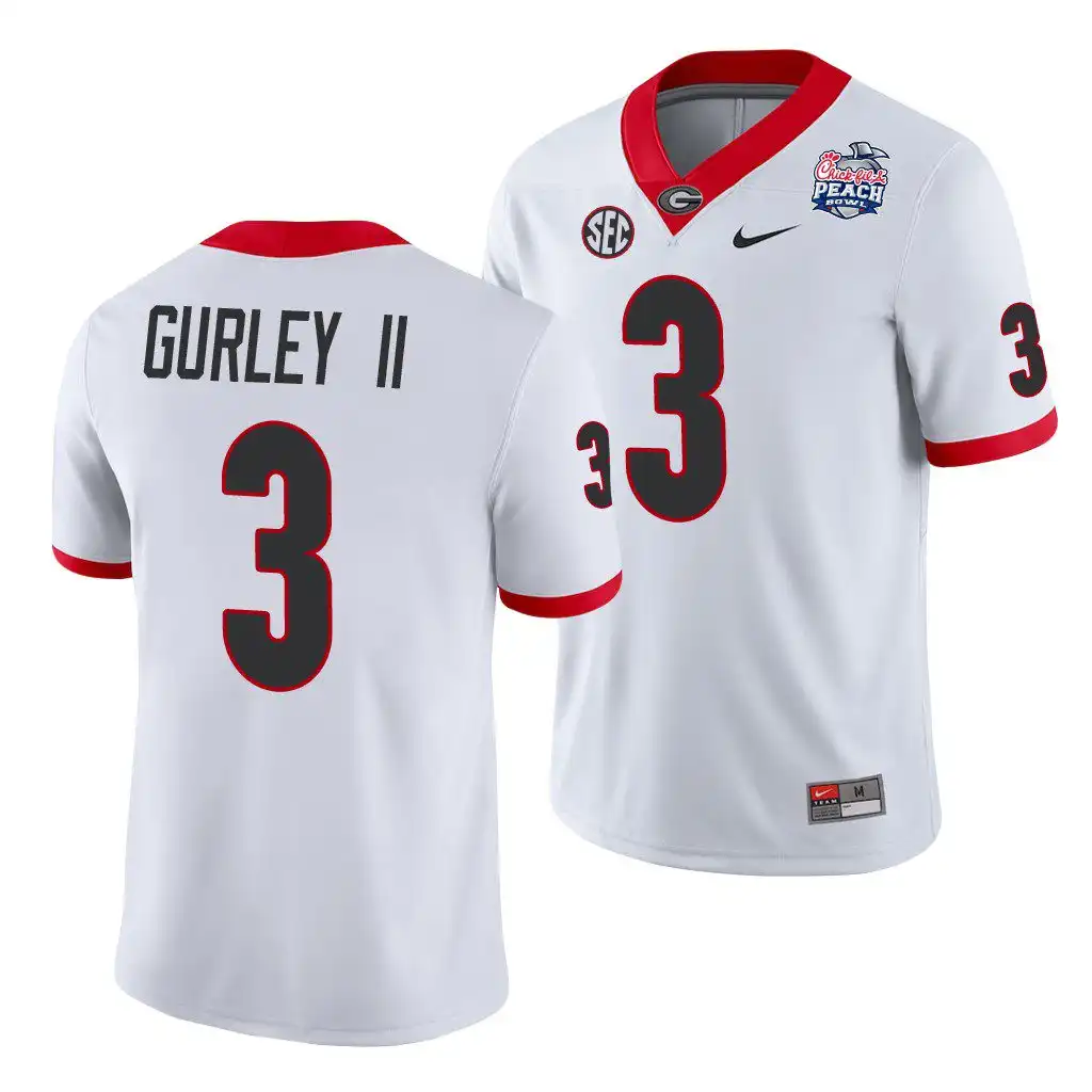 Todd Gurley II Georgia Bulldogs Men's #3 2021 Peach Bowl College White Football Jersey 2413MVPM1