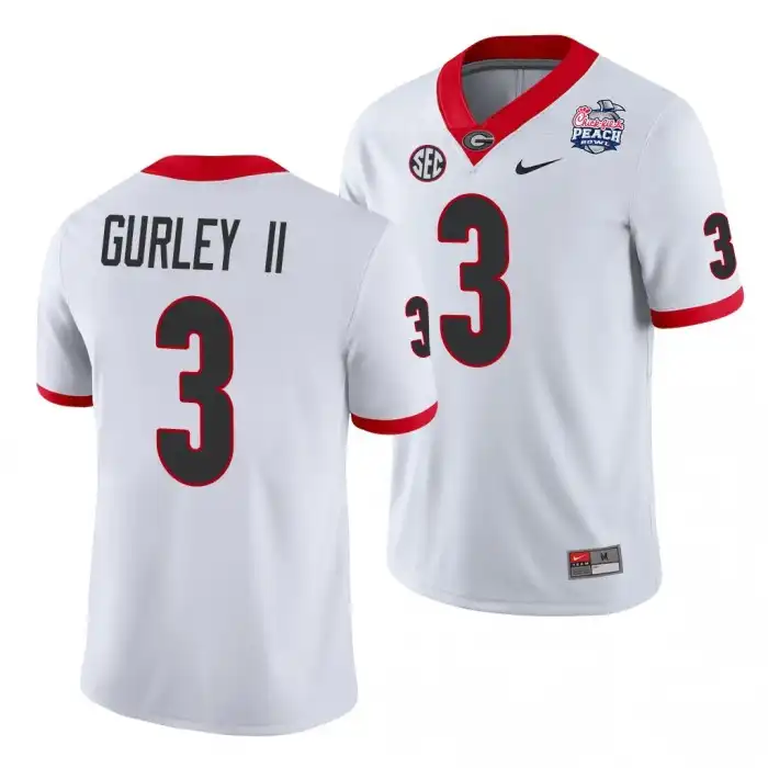 Todd Gurley II Georgia Bulldogs Men's #3 2021 Peach Bowl College White Football Jersey 2413WGKG7