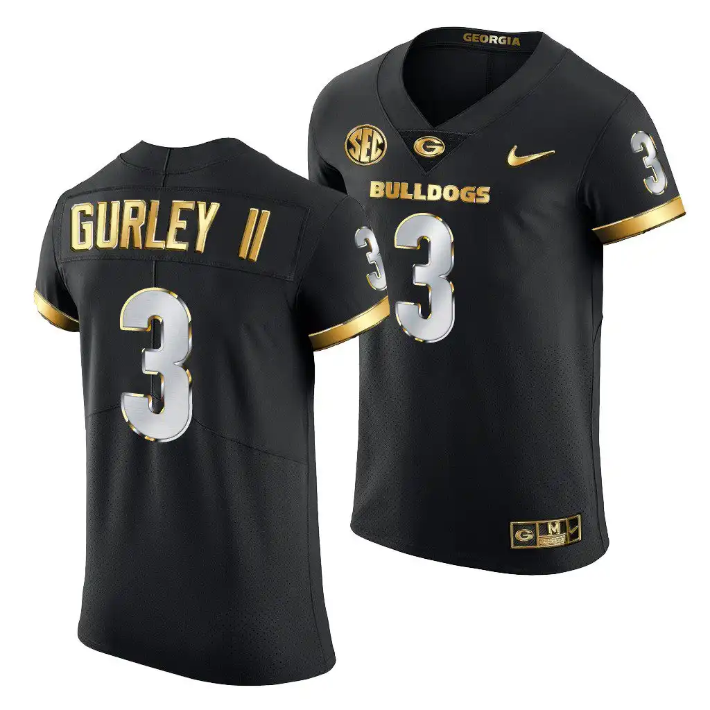 Todd Gurley II Georgia Bulldogs Men's #3 Black Golden Edition 2020-21 College Authentic Football Jersey 2413UICT6