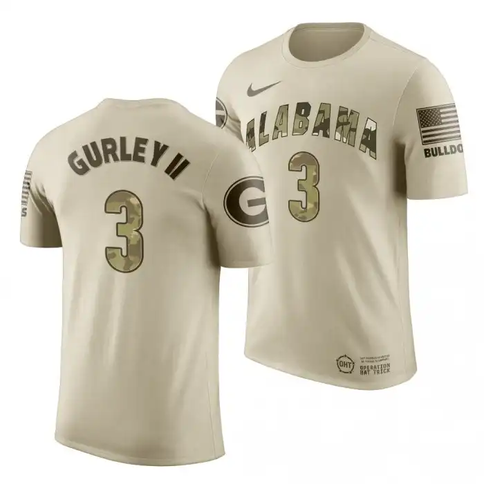 Todd Gurley II Georgia Bulldogs Men's #3 Oatmeal History Player OHT Military Appreciation College Football T-Shirt 2413LXMP0