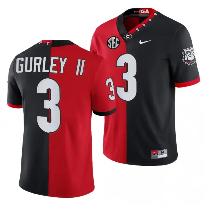 Todd Gurley II Georgia Bulldogs Men's #3 Split Edition NFL Red College 100th Season Alumni Black Football Jersey 2413VXHQ6