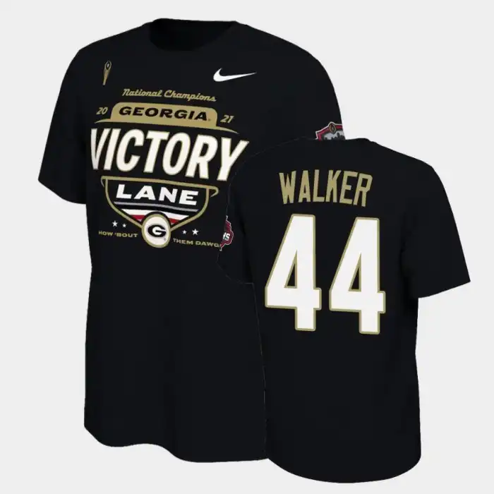 Travon Walker Georgia Bulldogs Men's #44 2021 National Champions College Black Football T-Shirt 2413MMIW3