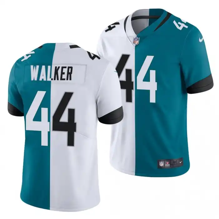 Travon Walker Georgia Bulldogs Men's #44 Jacksonville Jaguars 2022 Draft teal College NFL White Split Edition Football Jersey 2413NUVW4