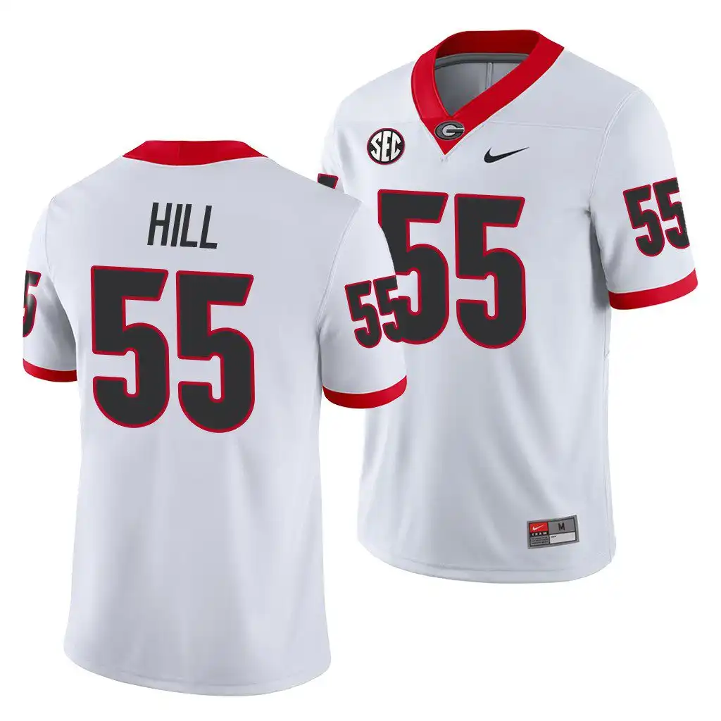 Trey Hill Georgia Bulldogs Men's #55 White Game College Away Football Jersey 2413VJAX5