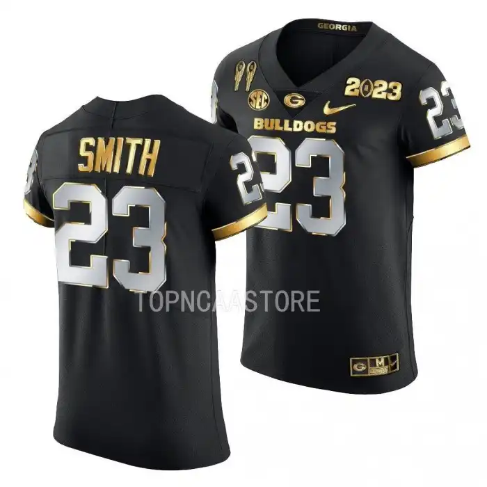 Tykee Smith Georgia Bulldogs Men's #23 2X CFBPlayoff National Champions Golden College Black Limited Football Jersey 2413GFBO3