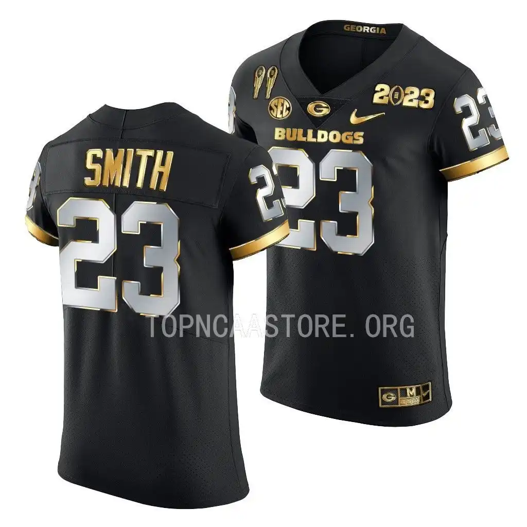 Tykee Smith Georgia Bulldogs Men's #23 2X CFBPlayoff National Champions Golden College Black Limited Football Jersey 2413OAJR6