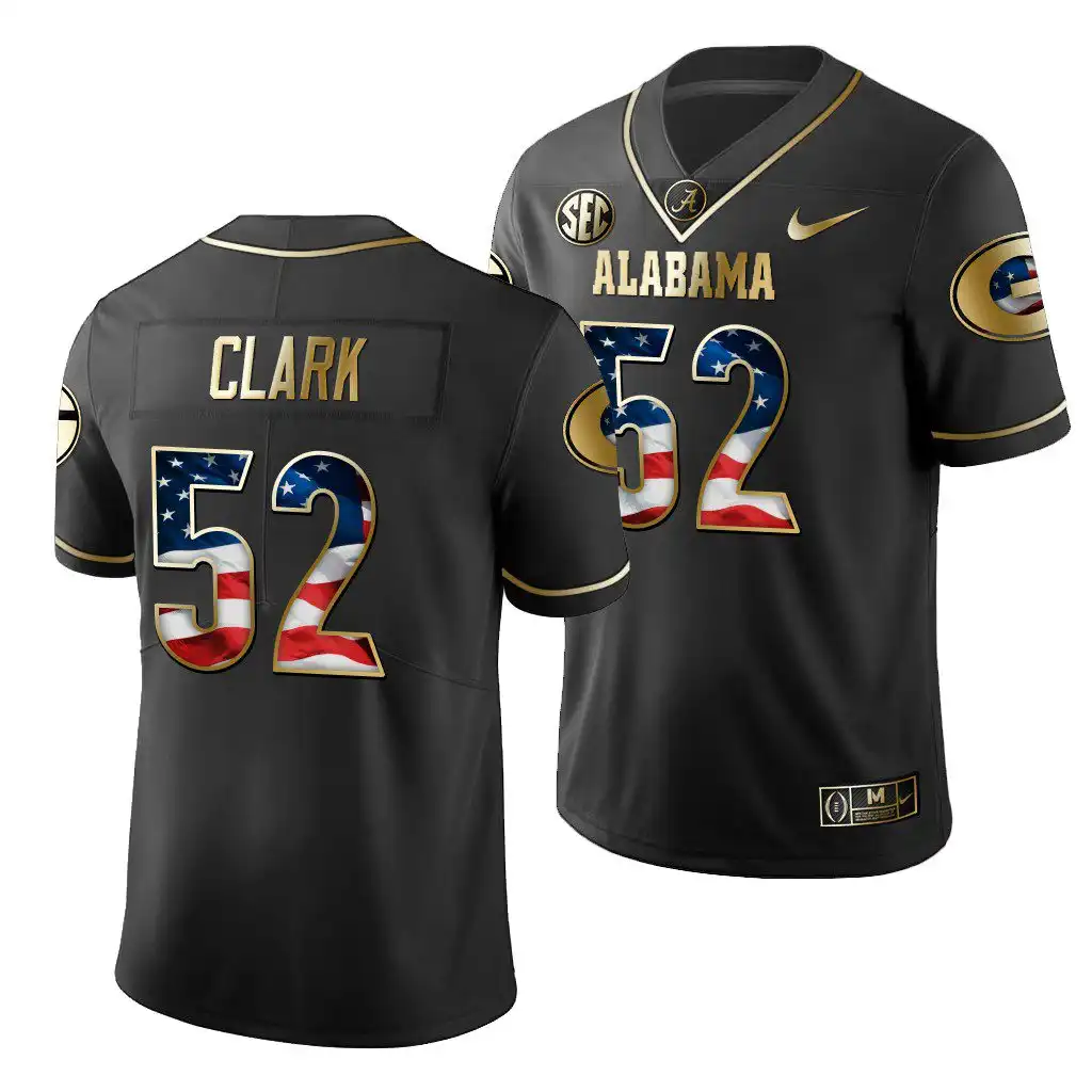 Tyler Clark Georgia Bulldogs Men's #52 2019 Black Golden Edition College Stars And Stripes Limited Football Jersey 2413CKAM7