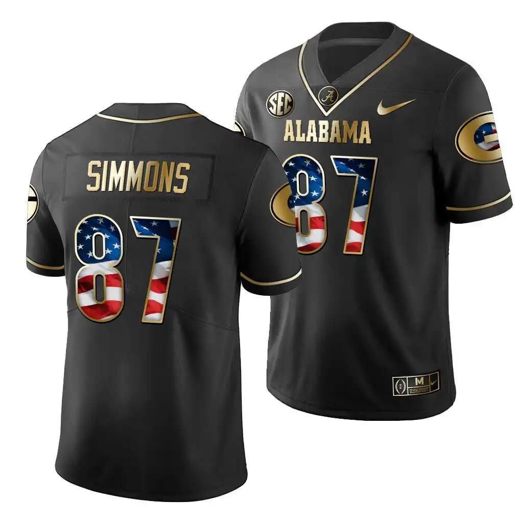 Tyler Simmons Georgia Bulldogs Men's #87 2019 Black Golden Edition College Stars And Stripes Limited Football Jersey 2413FJLV3