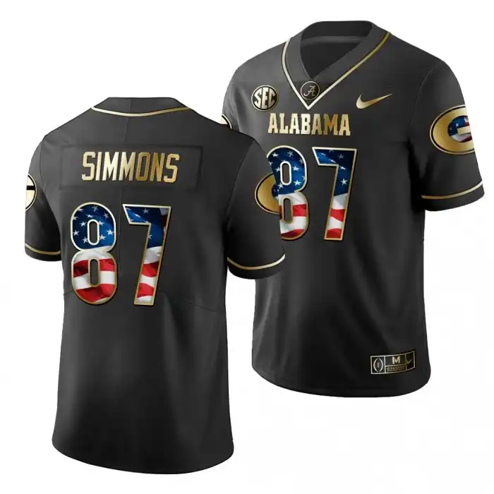 Tyler Simmons Georgia Bulldogs Men's #87 2019 Black Golden Edition College Stars And Stripes Limited Football Jersey 2413YJCN0