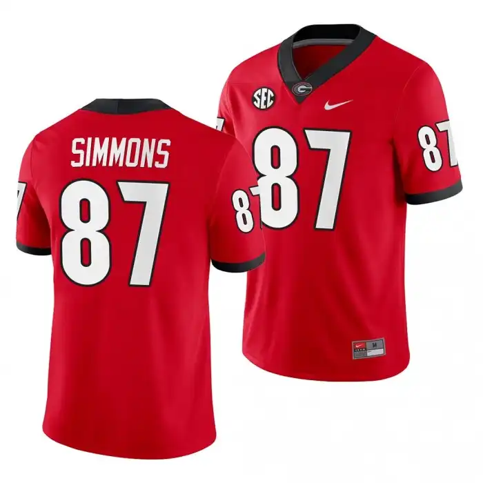 Tyler Simmons Georgia Bulldogs Men's #87 Red Game College Home Football Jersey 2413PXCV5