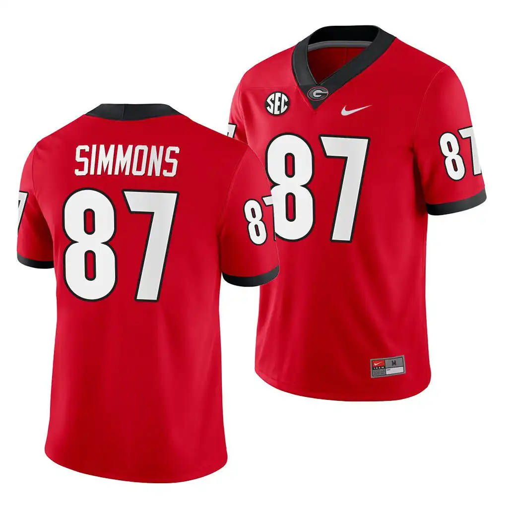 Tyler Simmons Georgia Bulldogs Men's #87 Red Game College Home Football Jersey 2413UFBH3