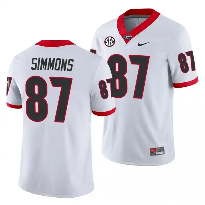 Tyler Simmons Georgia Bulldogs Men's #87 White Game College Away Football Jersey 2413CQXM2