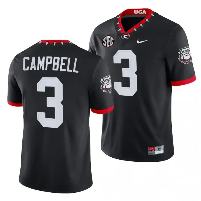 Tyson Campbell Georgia Bulldogs Men's #3 Mascot NFL Black College 100th Anniversary Alumni Football Jersey 2413HDXX7