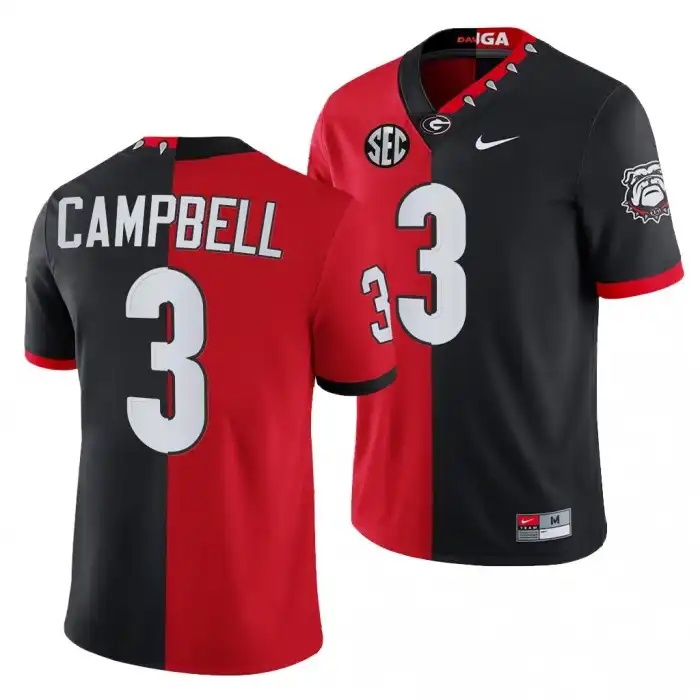 Tyson Campbell Georgia Bulldogs Men's #3 Split Edition NFL Red College 100th Season Alumni Black Football Jersey 2413PSUQ6