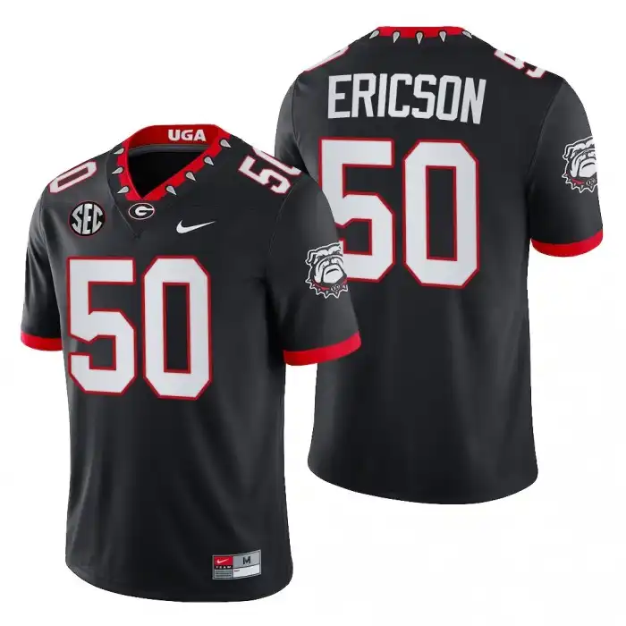 Warren Ericson Georgia Bulldogs Men's #50 Block Number Font 2022 Chick-fil-A College Black Football Jersey 2413TPYB3