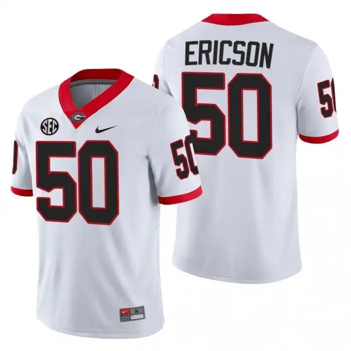 Warren Ericson Georgia Bulldogs Men's #50 Block Number Font 2022 College White Football Jersey 2413TQZK2