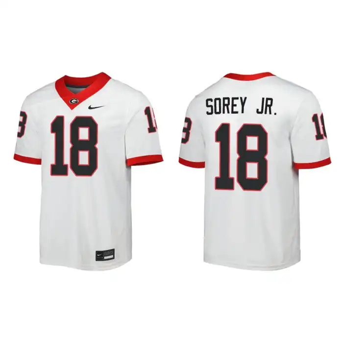 Xavian Sorey Jr. Georgia Bulldogs Men's #18 Away White College Game Football Jersey 2413QXZF6