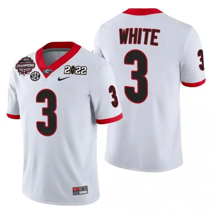 Zamir White Georgia Bulldogs Men's #3 2021-22 National Champions College CFP White Football Jersey 2413BLQV6