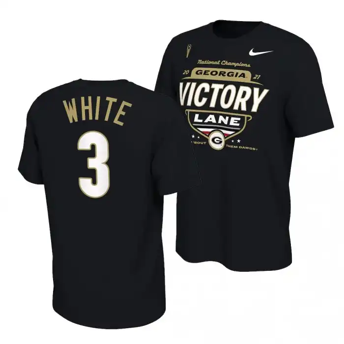 Zamir White Georgia Bulldogs Men's #3 2021 National Champions Black College CFP Locker Room Football T-Shirt 2413GLWB3