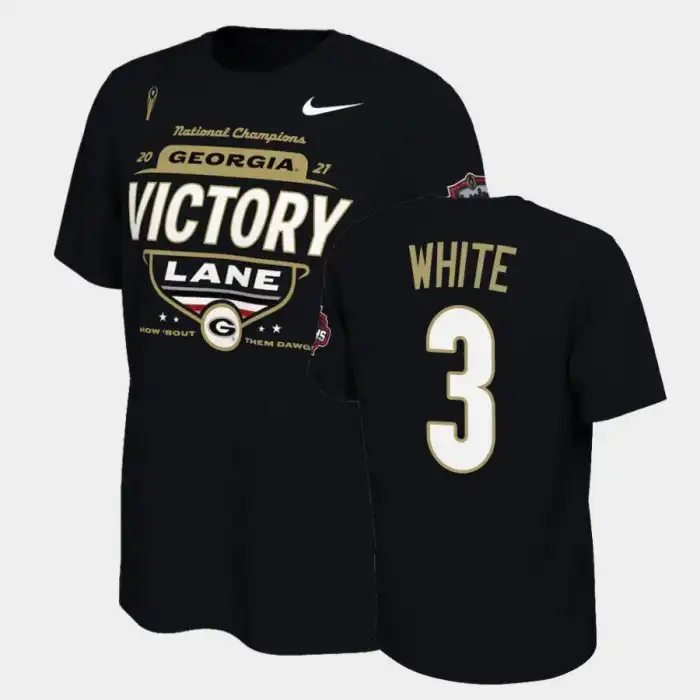 Zamir White Georgia Bulldogs Men's #3 2021 National Champions College Black Football T-Shirt 2413DECS3