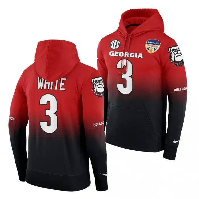 Zamir White Georgia Bulldogs Men's #3 2021 Orange Bowl Red College Black Color Crash Football Hoodie 2413CGAP8