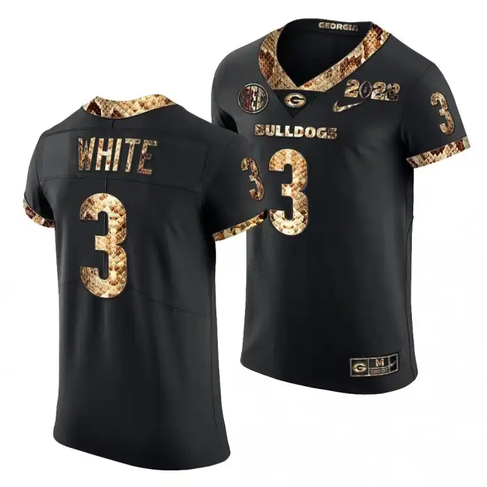 Zamir White Georgia Bulldogs Men's #3 2022 Black Python Skin College Playoff Football Jersey 2413IVQN0