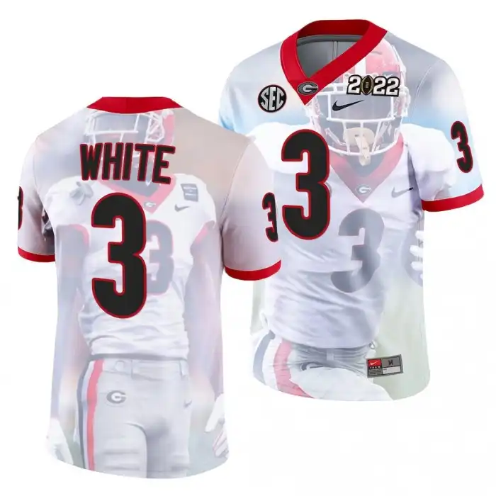 Zamir White Georgia Bulldogs Men's #3 2022 National Champions Decisive Highlights College hip White Football Jersey 2413UAND3