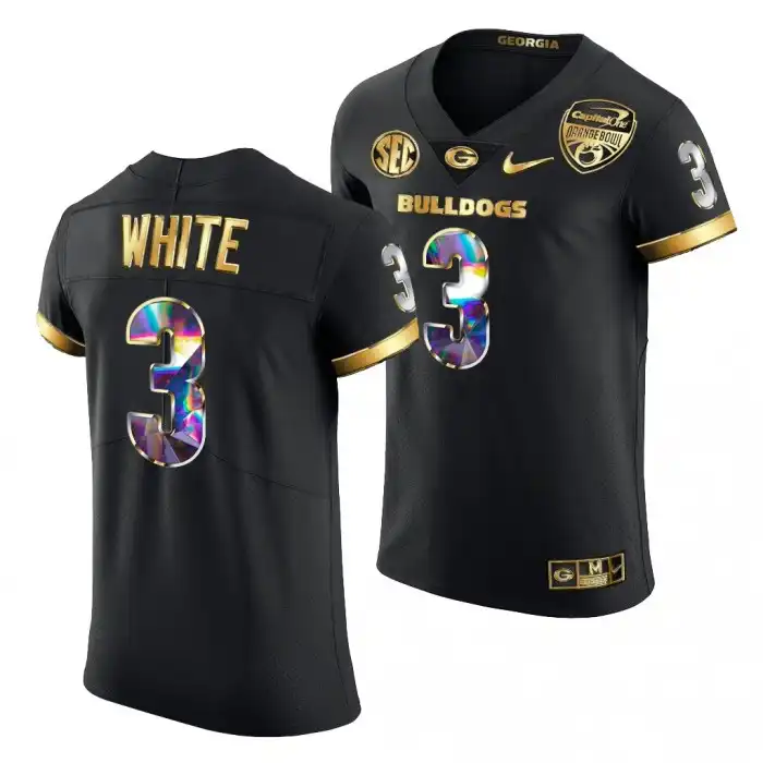 Zamir White Georgia Bulldogs Men's #3 Black Golden Diamond Edition College 2021 Orange Bowl Football Jersey 2413UYAQ5