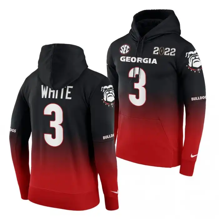 Zamir White Georgia Bulldogs Men's #3 Playoff Black College 2021 National Champions Red Football Hoodie 2413FPCN2